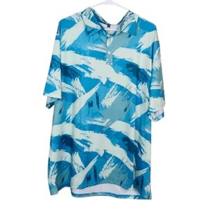 Brisira Mens XXL Blue & White Polo NWT